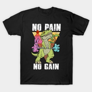 Gym Dinosaur: No Pain, No Gain - Embrace the Grind and Roar to Your Fitness Goals T-Shirt